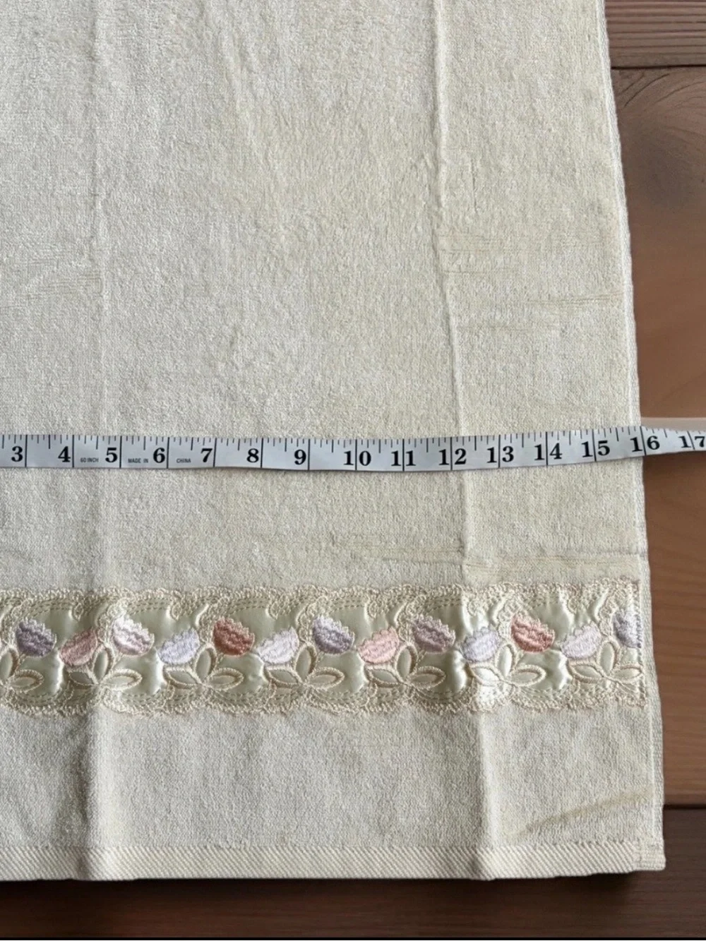 Vintage TROUSSEAU Towel Set 10pc Ivory Cotton Satin Flower Trim 1985 NEVER USED!